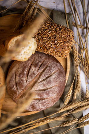 Fresh crispy bread products. composition of bread