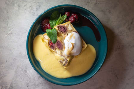 top view of the pancake roll. beautiful feed.の写真素材