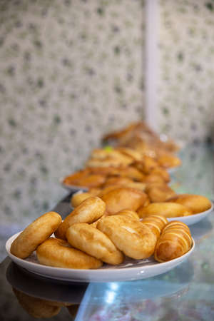 delicious hot cakes. hot baking in cooking.の写真素材