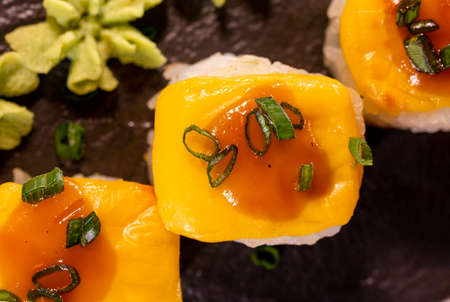 rice rolls with stuffing close-up serving , japanese cuisine.の写真素材