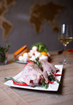 pickled chicken for cooking in the kitchen.の写真素材