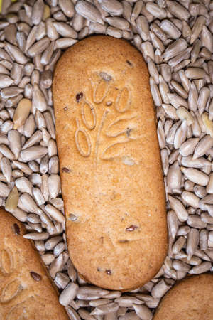 healthy cookies cracker with cereals close-up.
