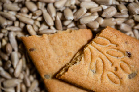 healthy cookies cracker with cereals close-up.