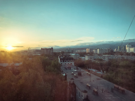 view from a multi-storey building on the autumn city.の写真素材