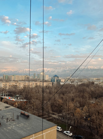 view from a multi-storey building on the autumn city.の写真素材