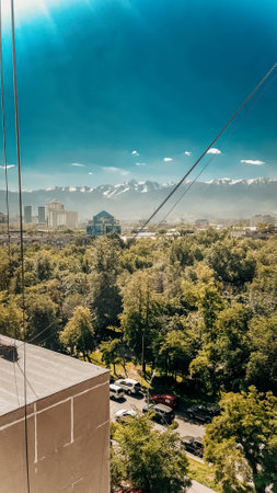 view from a multi-storey building on the autumn city.の写真素材