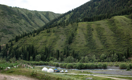 Kazakh yurts for living near the mountains in summer