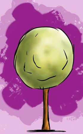 Tree illustration with abstract backgroundの写真素材