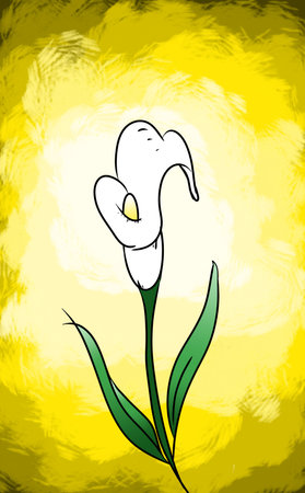 lily flower with yellow abstract backgroundの写真素材