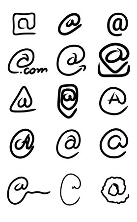 Illustrated icons of assorted arrobasの写真素材
