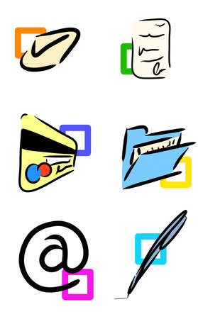 Illustrative icons of office elementsの写真素材