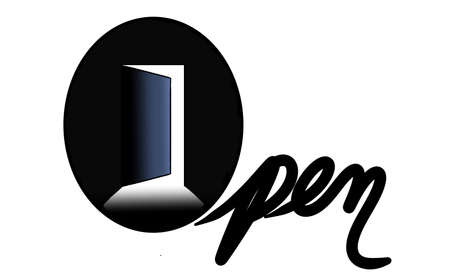 Illustration with open word for store signの写真素材