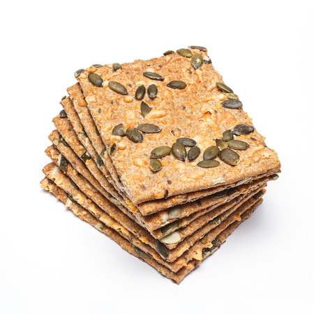 Crackers with Emmental cheese and sunflower, pumpkin, linseed and sesame seeds の写真素材