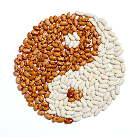 Yin Yang made with pinto and white beansの写真素材