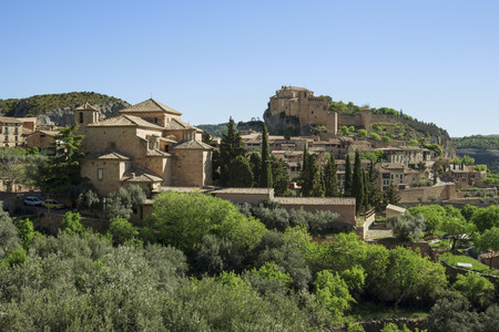 Church of San Miguel Arcangel and in the background the Collegiate Church of Santa MarÃ­a la Mayorの写真素材