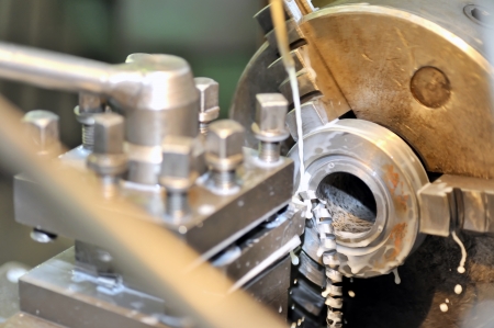 Turning lathe in actionの写真素材