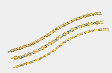 abstract, ache, articular, bracelet, gold, health, jewel, magnetic, medical, muscular, pain, rheumatism, treat,whiteの写真素材