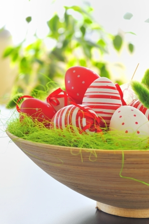 basket with easter eggsの写真素材