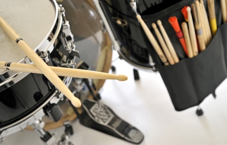 close up drum with drumsticks 