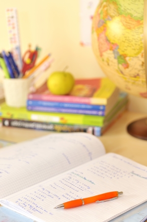 School supplies and deskの写真素材