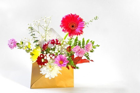 flowers in envelopeの写真素材
