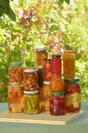autumn preserves - vegetables in jarsの写真素材