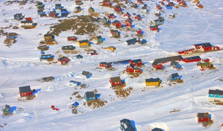 Colorful houses in the Kulusuk village, Greenland