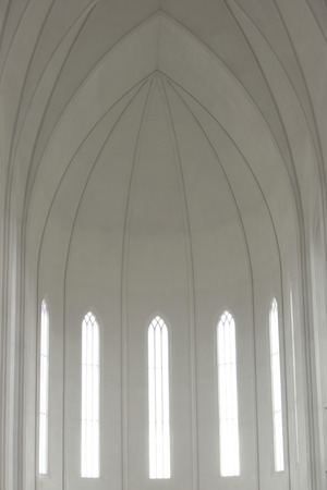 Inside of Hallgrimskirkja Cathedral in Reykjavik, Icelandのeditorial素材