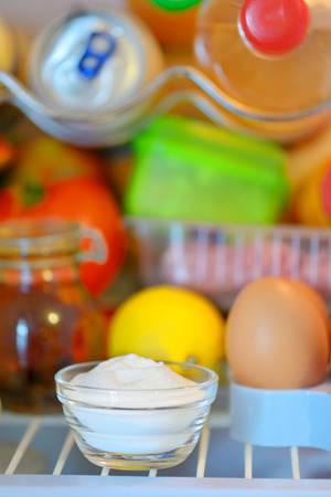 bicarbonate inside of fridge to absorb odoursの写真素材