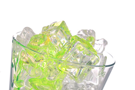 cocktail and ice cubes on white backgroundの写真素材