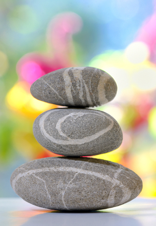Balanced stack of pebbles isolatedの写真素材