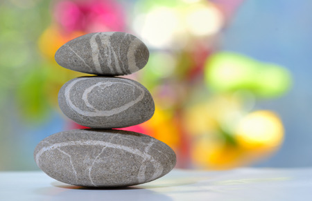 Balanced stack of pebbles isolatedの写真素材