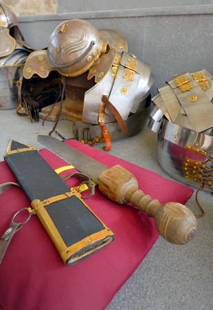 Ancient roman military sword and armourの写真素材