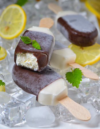 lemon and mint ice creamの写真素材