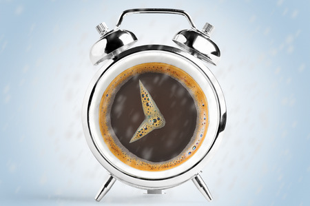 coffee cup time clock conceptの写真素材