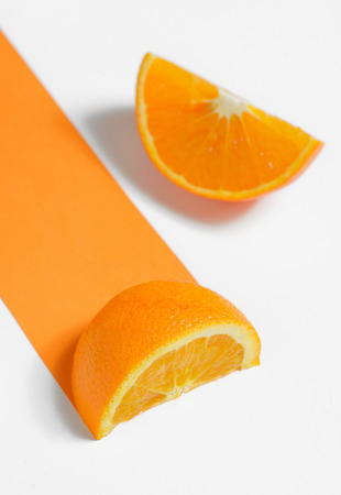 Path of Slices Orange on white backgroundの写真素材