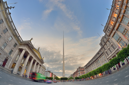 Dublin, Ireland center symbol - spire and  General Post Officeのeditorial素材