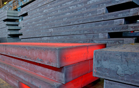 Hot slab inside of steel plantの写真素材