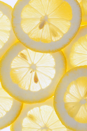 Macro Lemon slices backgroundの写真素材