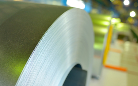 galvanized steel coil in steel plantの写真素材