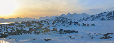 Greenland landscape in Kulusuk village in spring timeの写真素材