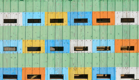 Abstract coloured beehives in spring timeの写真素材