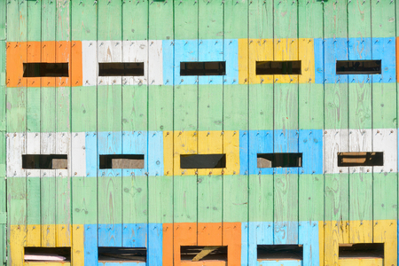 Abstract coloured beehives in spring timeの写真素材