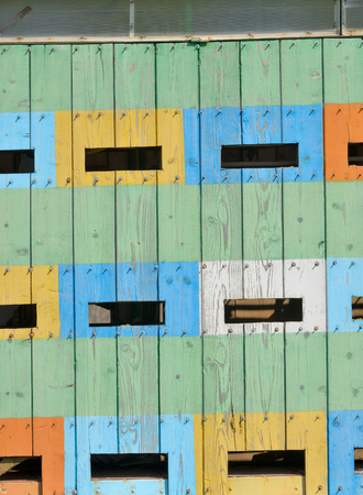 Abstract coloured beehives in spring timeの写真素材