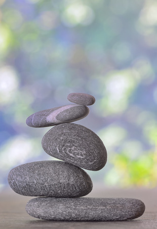 pile of pebble stones isolated in natureの写真素材