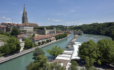 Mittlere bridge over Rhine river in  Basel
