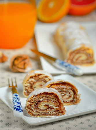 Homemade walnut Nut Rollの写真素材