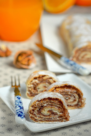 Homemade walnut Nut Rollの写真素材