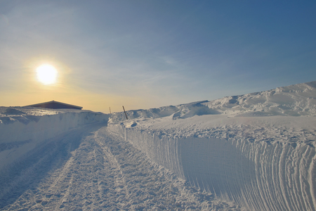 Sunset landscape in Greenland in spring timeの写真素材