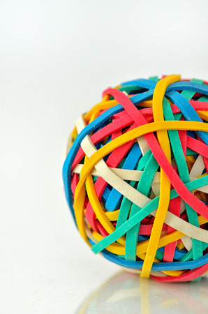 Ball Of Elastic Bands Isolated On White Backgroundの写真素材